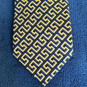 Versace Men’s Tie - Purple Navy Gold - 100% Silk - Made in Italy